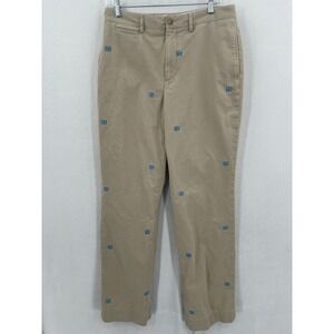 UNC Campus Chino Pants Size 34x33 Beige Blue Logo University of North Carolina